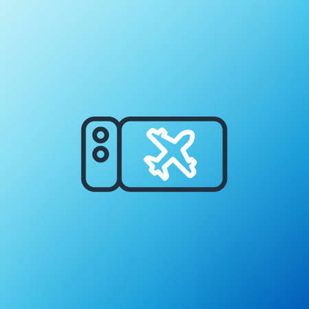 Line Airline ticket icon isolated on blue background. Plane ticket. Colorful outline concept. Vectorのイラスト素材