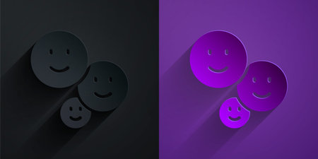 Paper cut Happy friendship day icon isolated on black on purple background. Everlasting friendship concept. Paper art style. Vectorのイラスト素材