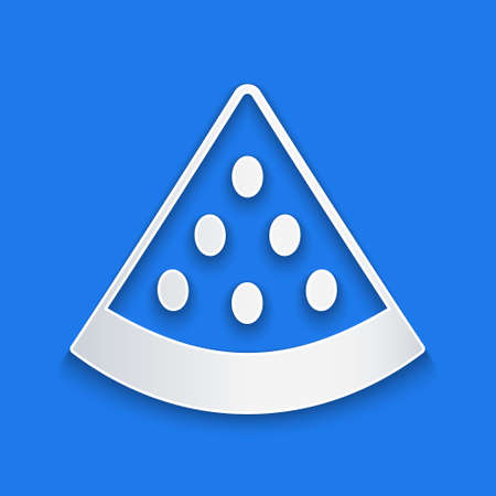 Paper cut Watermelon icon isolated on blue background. Paper art style. Vectorのイラスト素材