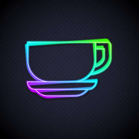 Glowing neon line Coffee cup icon isolated on black background. Tea cup. Hot drink coffee. Vectorのイラスト素材