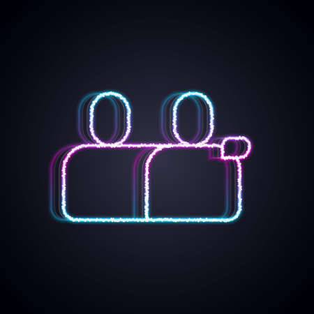 Glowing neon line BFF or best friends forever icon isolated on black background. Vectorのイラスト素材
