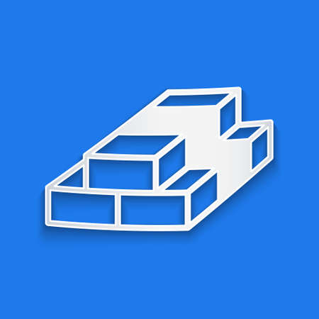Paper cut Stacks paper money cash icon isolated on blue background. Money banknotes stacks. Bill currency. Paper art style. Vectorのイラスト素材
