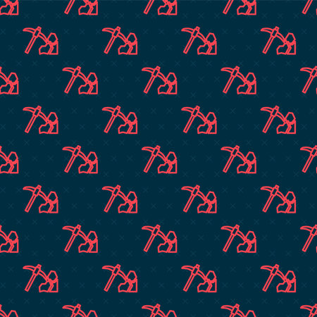 Red line Gold mining icon isolated seamless pattern on black background. Vectorのイラスト素材