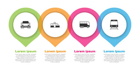 Set Car, Tram and railway, Bus and Train. Business infographic template. Vectorのイラスト素材