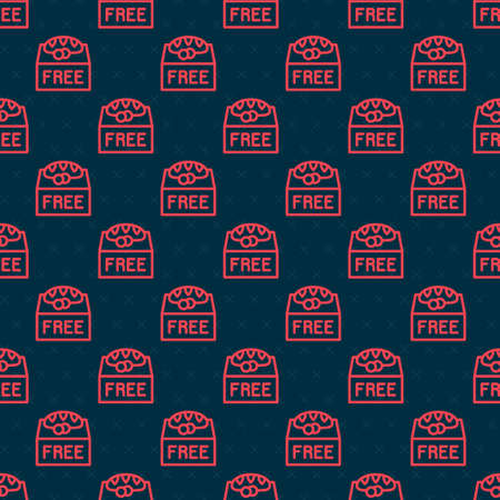 Red line Donation food icon isolated seamless pattern on black background. Vectorのイラスト素材