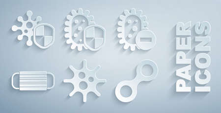 Set Virus, Negative virus, Medical protective mask, Shield protecting from and icon. Vectorのイラスト素材