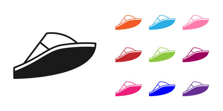 Black Speedboat icon isolated on white background. Set icons colorful. Vectorのイラスト素材