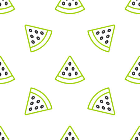 Line Watermelon icon isolated seamless pattern on white background. Vectorのイラスト素材