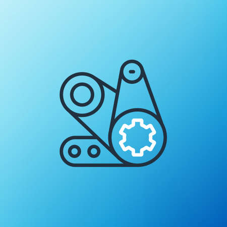 Line Timing belt kit icon isolated on blue background. Colorful outline concept. Vectorのイラスト素材