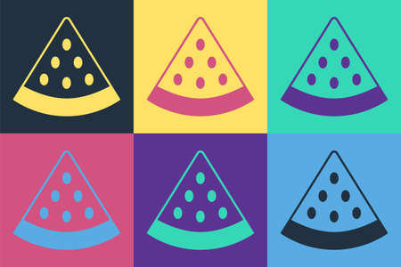 Pop art Watermelon icon isolated on color background. Vectorのイラスト素材