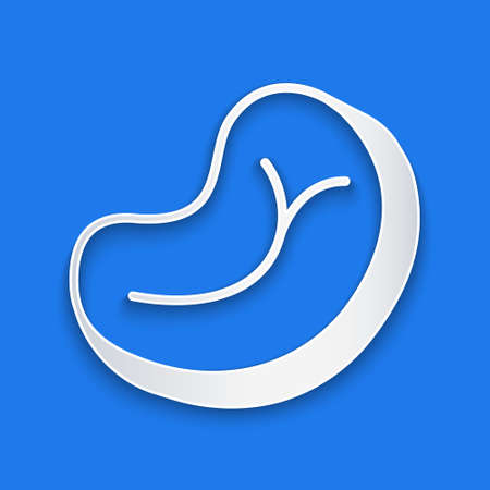 Paper cut Steak meat icon isolated on blue background. Paper art style. Vectorのイラスト素材