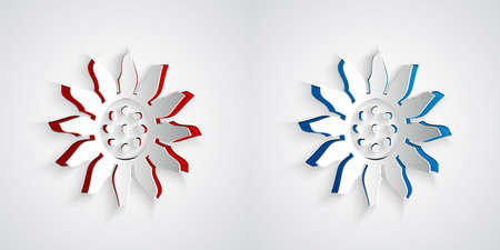 Paper cut Flower icon isolated on grey background. Paper art style. Vectorのイラスト素材