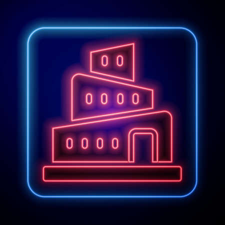 Glowing neon Babel tower bible story icon isolated on black background. Vectorのイラスト素材