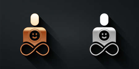 Gold and silver Friends forever icon isolated on black background. Everlasting friendship concept. Long shadow style. Vectorのイラスト素材