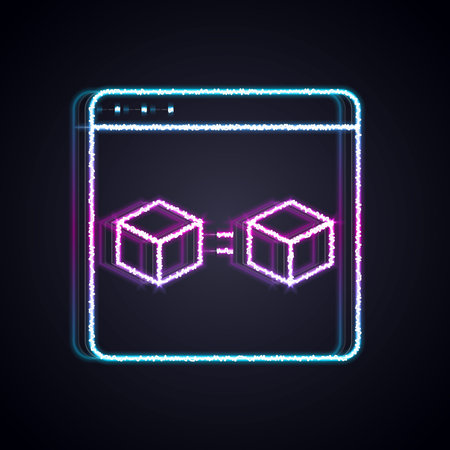 Glowing neon line 3D printer perfect copy icon isolated on black background. 3d printing. Vector