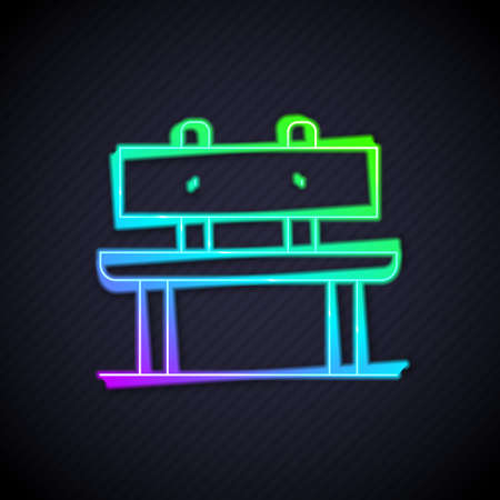 Glowing neon line Bench icon isolated on black background. Vectorのイラスト素材