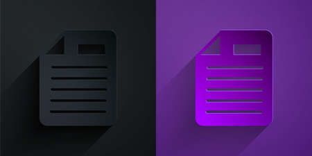 Paper cut File document icon isolated on black on purple background. Checklist icon. Business concept. Paper art style. Vectorのイラスト素材