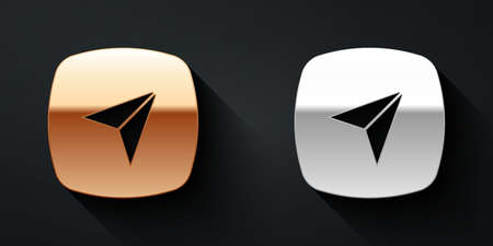 Gold and silver Infographic of city map navigation icon isolated on black background. Interface concept design. Geolocation concept. Long shadow style. Vectorのイラスト素材