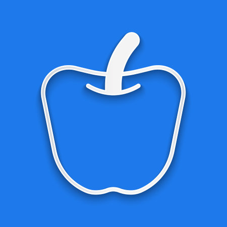 Paper cut Apple icon isolated Paper cut background. Excess weight. Healthy diet menu. Fitness diet apple. Paper art style. Vectorのイラスト素材