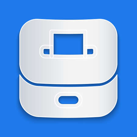 Paper cut Vote box or ballot box with envelope icon isolated on blue background. Paper art style. Vectorのイラスト素材