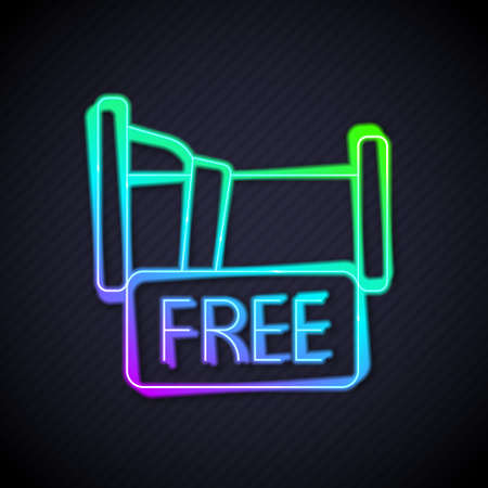 Glowing neon line Free overnight stay house icon isolated on black background. Vectorのイラスト素材