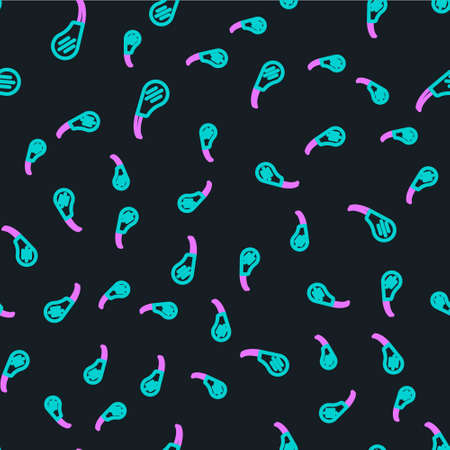 Line Rib eye steak icon isolated seamless pattern on black background. Steak tomahawk. Piece of meat. Vectorのイラスト素材