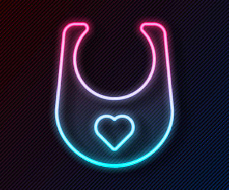 Glowing neon line Baby bib icon isolated on black background. Vectorのイラスト素材