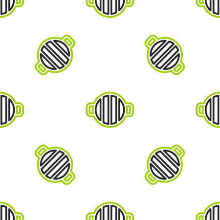 Line Barbecue grill icon isolated seamless pattern on white background. BBQ grill party. Vectorのイラスト素材