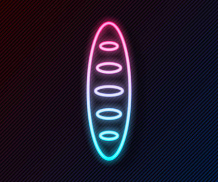 Glowing neon line French baguette bread icon isolated on black background. Vectorのイラスト素材