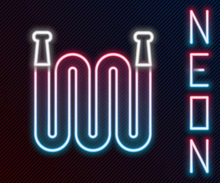Glowing neon line Garden hose icon isolated on black background. Spray gun icon. Watering equipment. Colorful outline concept. Vectorのイラスト素材
