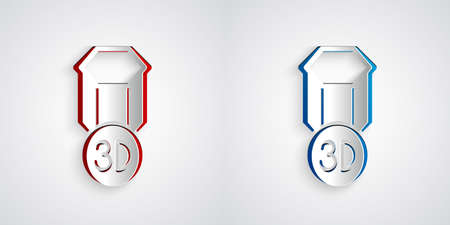 Paper cut 3D printer icon isolated on grey background. 3d printing. Paper art style. Vectorのイラスト素材