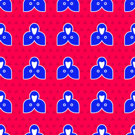 Blue Mantle, cloak, cape icon isolated seamless pattern on red background. Magic cloak of mage, wizard and witch for halloween design. Vectorのイラスト素材