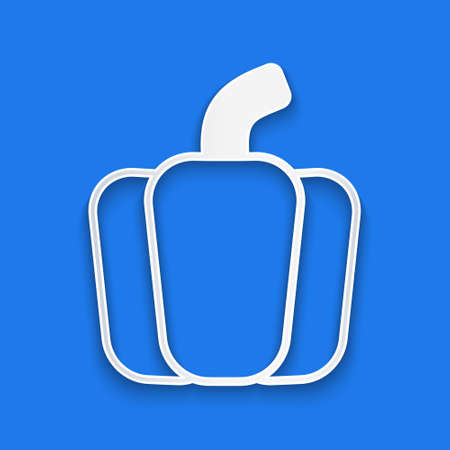 Paper cut Bell pepper or sweet capsicum icon isolated Paper cut background. Paper art style. Vectorのイラスト素材
