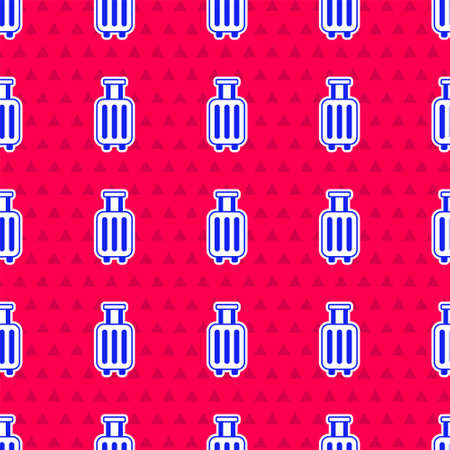 Blue Suitcase for travel icon isolated seamless pattern on red background. Traveling baggage sign. Travel luggage icon. Vectorのイラスト素材