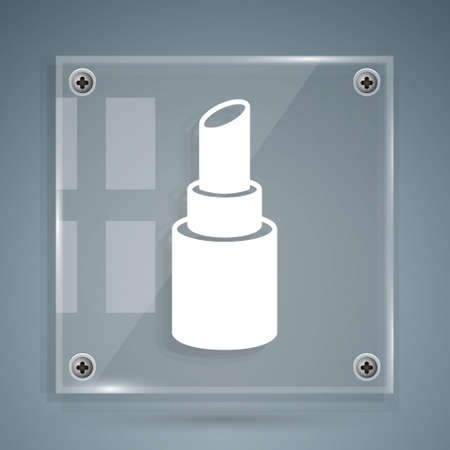 White Lipstick icon isolated on grey background. Square glass panels. Vectorのイラスト素材