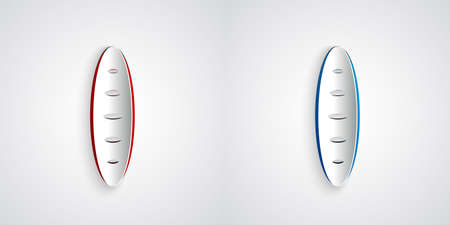 Paper cut French baguette bread icon isolated on grey background. Paper art style. Vectorのイラスト素材