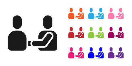 Black Happy friendship day icon isolated on white background. Everlasting friendship concept. Set icons colorful. Vectorのイラスト素材