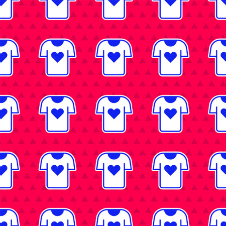 Blue Clothes donation icon isolated seamless pattern on red background. Vectorのイラスト素材