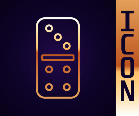 Gold line Domino icon isolated on black background. Vectorのイラスト素材