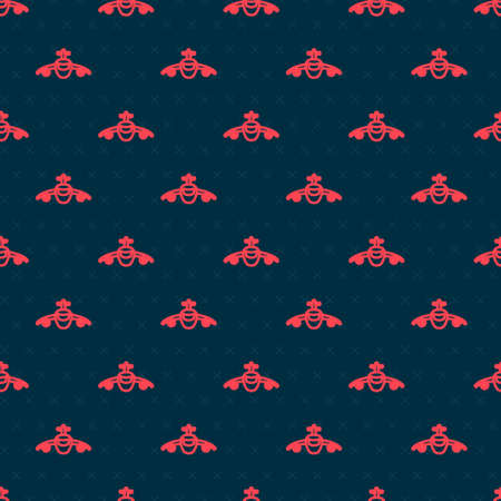 Red line Plane icon isolated seamless pattern on black background. Flying airplane icon. Airliner sign. Vectorのイラスト素材