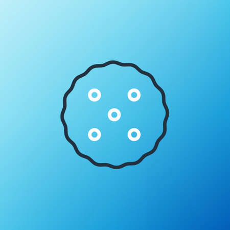 Line Cookie or biscuit with chocolate icon isolated on blue background. Colorful outline concept. Vectorのイラスト素材
