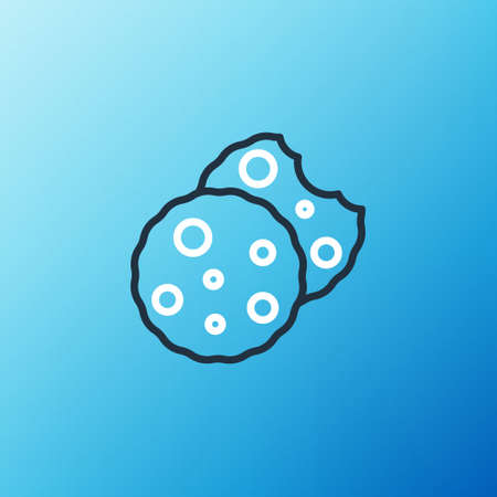 Line Cookie or biscuit with chocolate icon isolated on blue background. Colorful outline concept. Vectorのイラスト素材