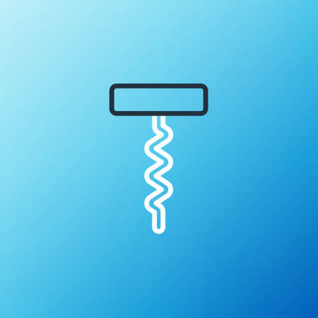 Line Wine corkscrew icon isolated on blue background. Colorful outline concept. Vectorのイラスト素材