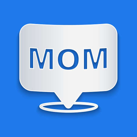 Paper cut Speech bubble mom icon isolated on blue background. Happy mothers day. Paper art style. Vectorのイラスト素材