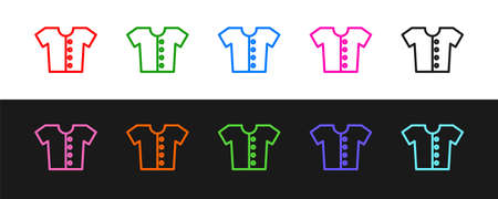 Set line Baby t-shirt icon isolated on black and white background. Baby clothes symbol. Kid wear sign. Vectorのイラスト素材