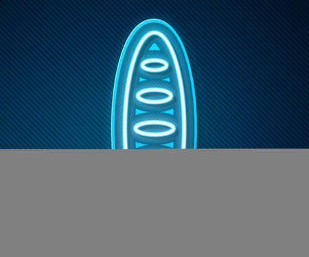 Glowing neon line French baguette bread icon isolated on blue background. Vectorのイラスト素材