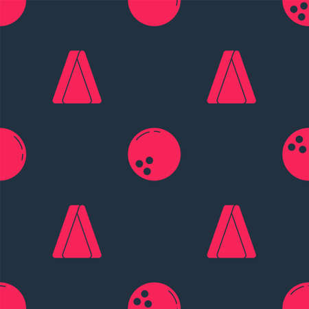 Set Billiard triangle and Bowling ball on seamless pattern. Vectorのイラスト素材