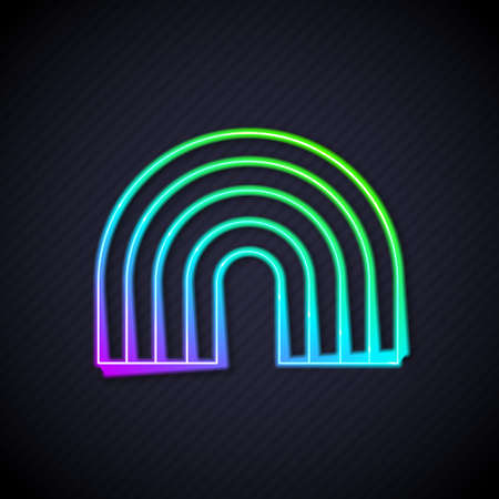 Glowing neon line Rainbow icon isolated on black background. Vectorのイラスト素材
