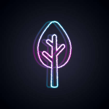 Glowing neon line Tree icon isolated on black background. Forest symbol. Vectorのイラスト素材
