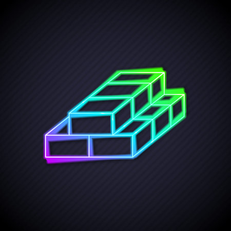 Glowing neon line Stacks paper money cash icon isolated on black background. Money banknotes stacks. Bill currency. Vectorのイラスト素材